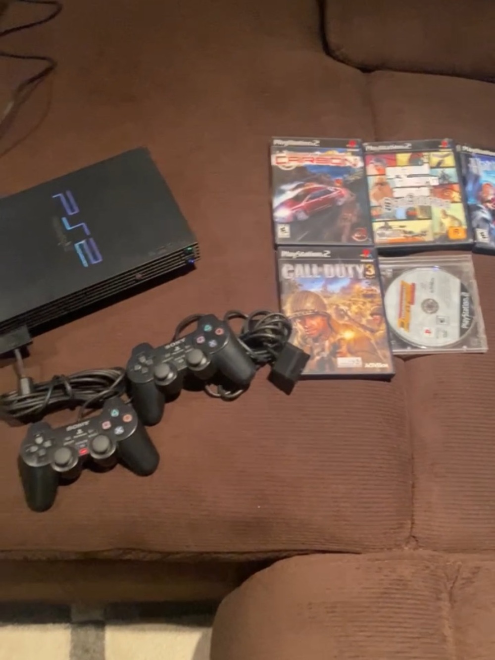 Sony Playstation 2 PS2 FAT Console with 2 controllers & 5 Games (Works Great)